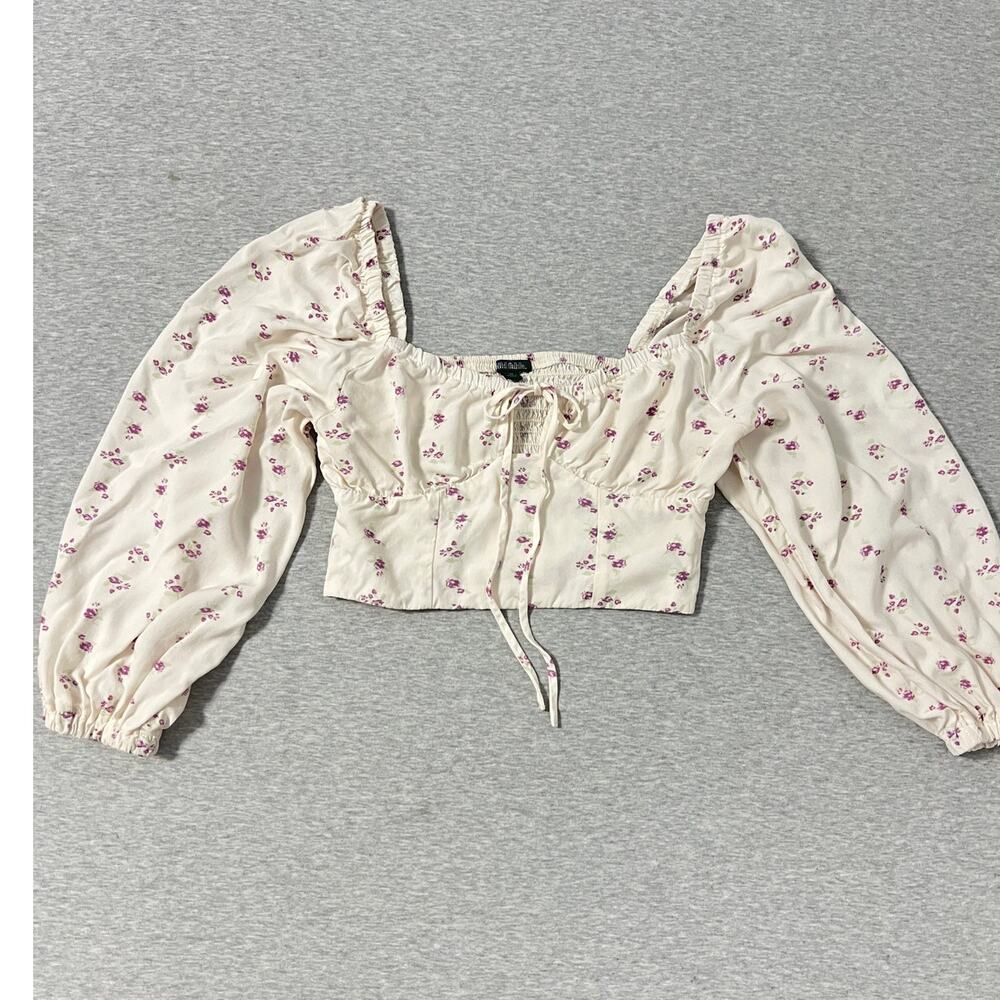 Y2K Style Crop Top Extra Small Puff Sleeves Coquette Girlhood Feminine Boho